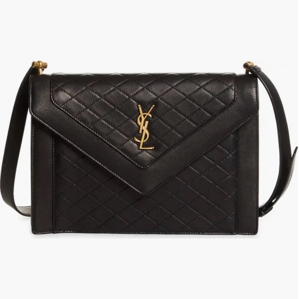 Yves Saint Laurent Black Crossbody Bag with Quilted Pattern